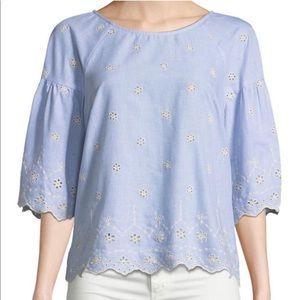 NWT Sanctuary Viola light blue lace eyelet bell sleeve blouse   Size sma…